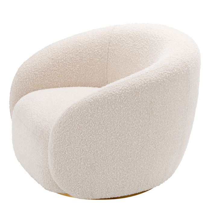 Fauteuil pivotant bouclé crème | Eichholtz Brice