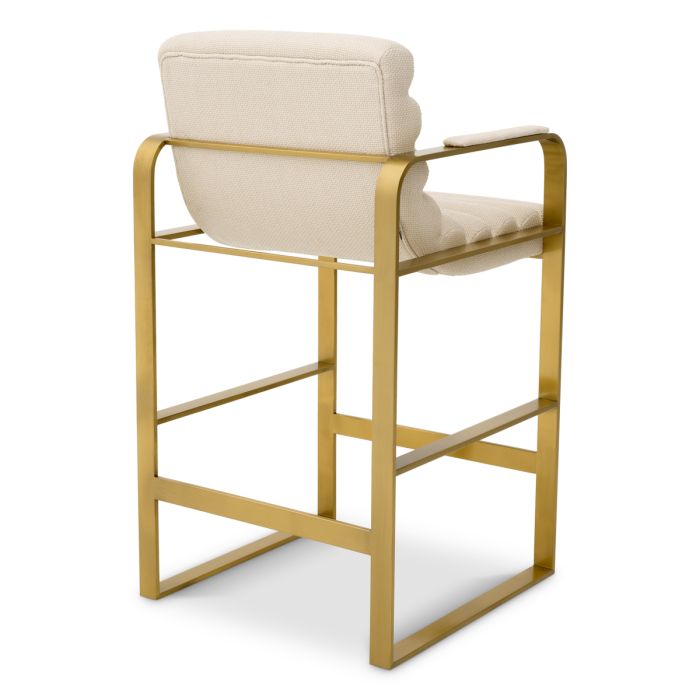 Chaise de comptoir dorée en tissu sable | Eichholtz Olsean