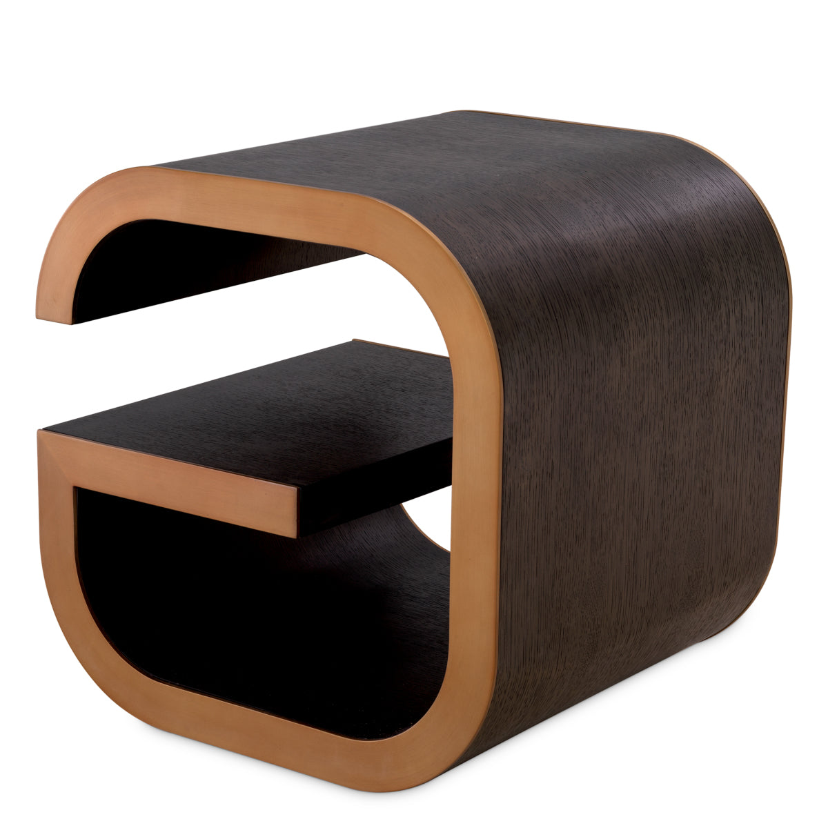 Table d'appoint en placage chêne moka et finition laiton brossé | Eichholtz Galan - vue d'ambiance | REMO-HOME