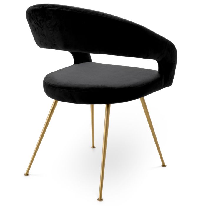 Chaise de salle à manger en velours noir | Eichholtz Bravo