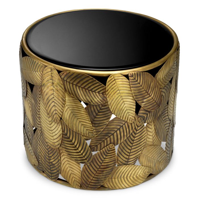 Table d'appoint dorée en verre noir | Eichholtz Botanico