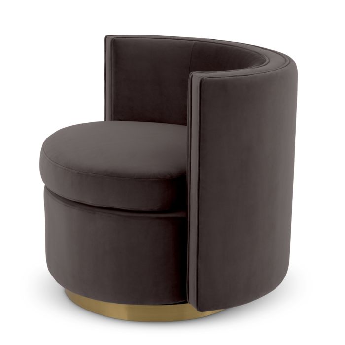 Fauteuil pivotant en velours gris | Eichholtz Amanda