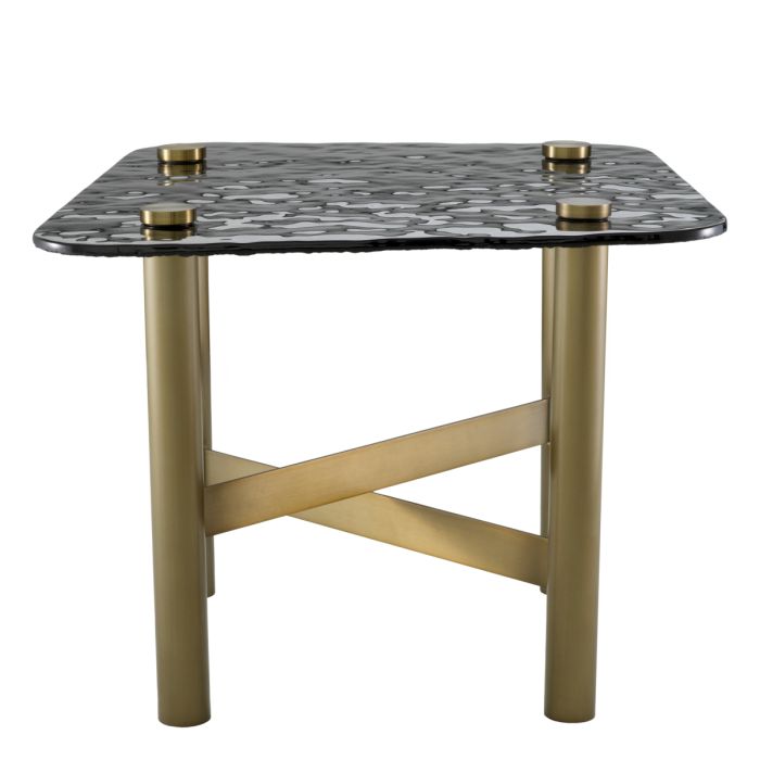 Table d'appoint en laiton brossé et verre fumé texturé | Eichholtz Cortes