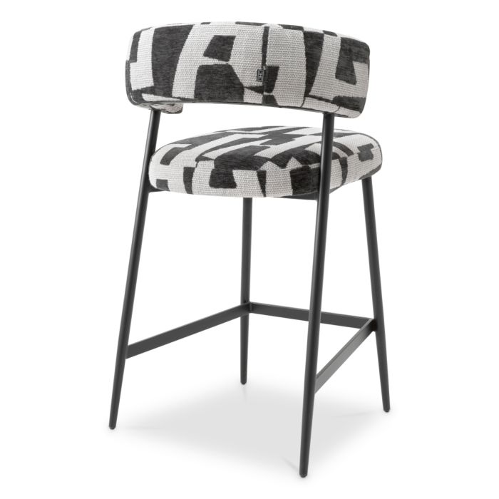 Chaise de comptoir en tissu noir et blanc | Eichholtz Folsom