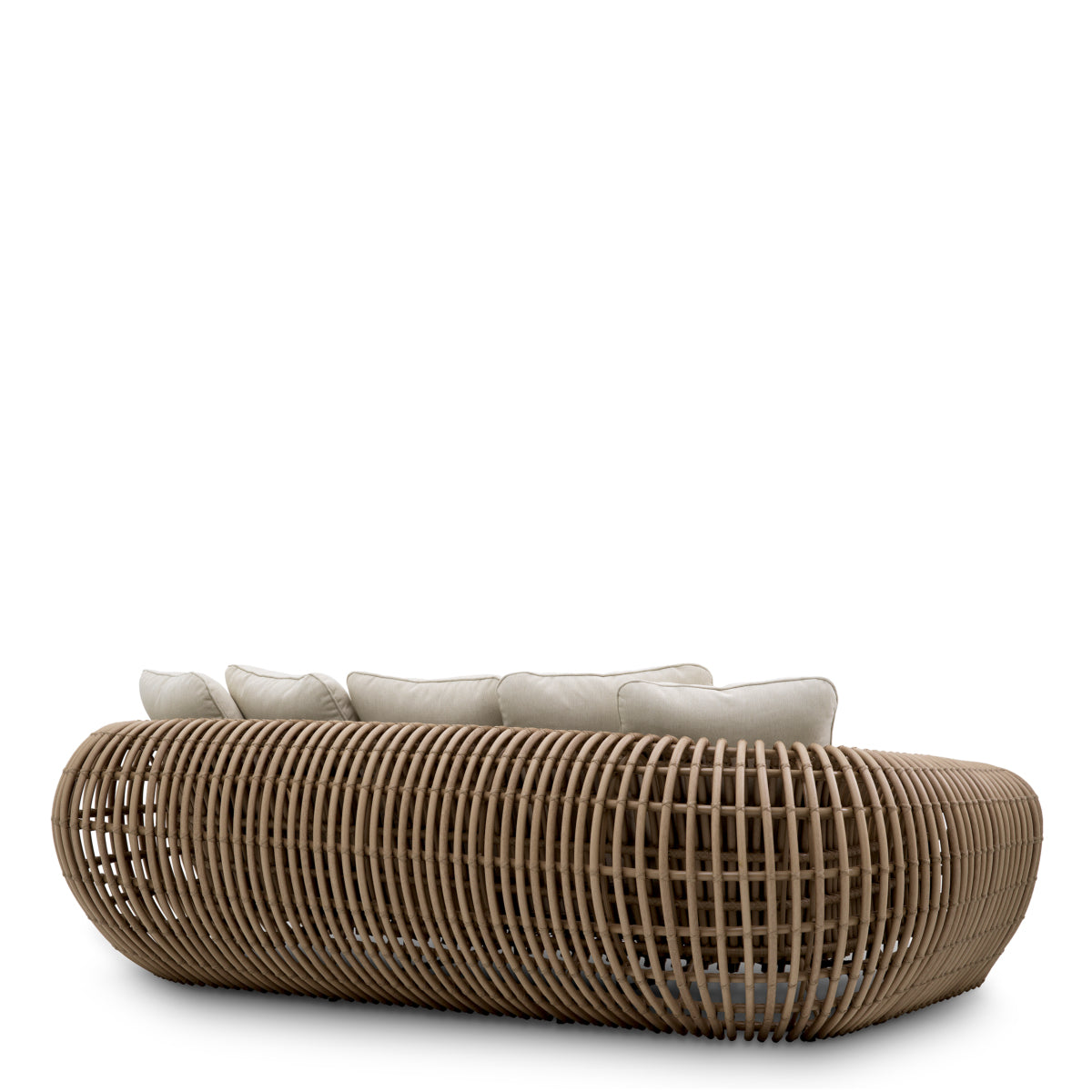 Sofa d'extérieur en faux rotin sable violé | Eichholtz Siderno - vue d'ambiance | REMO-HOME
