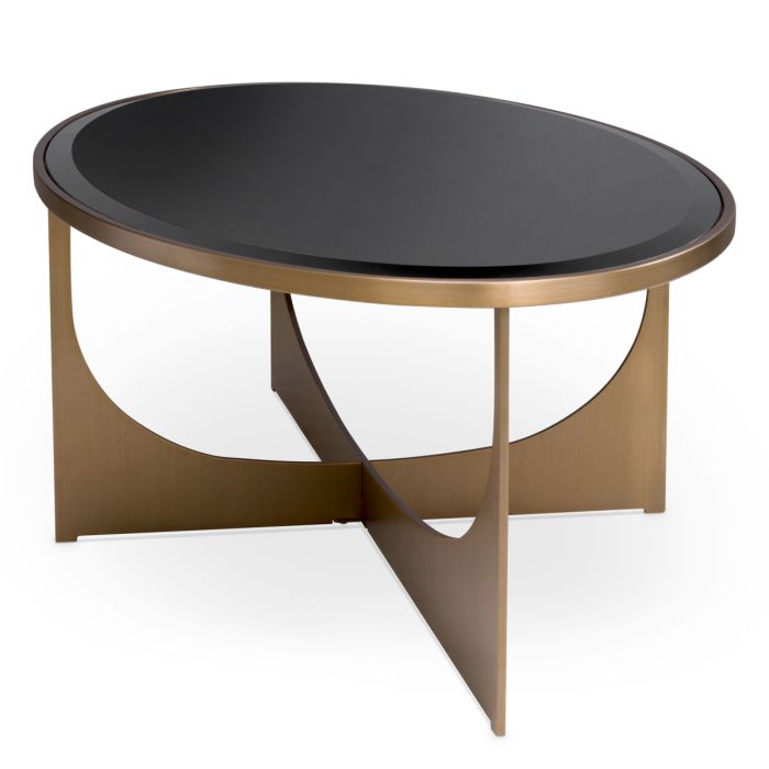 Table basse en laiton brossé et verre noir | Eichholtz Elegance
