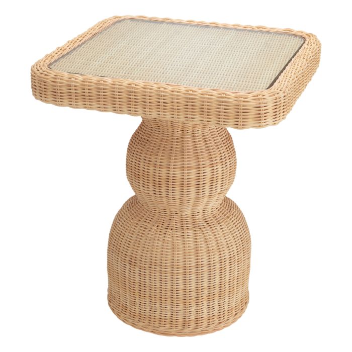 Table d'appoint en rotin et verre transparent | Eichholtz Tiago
