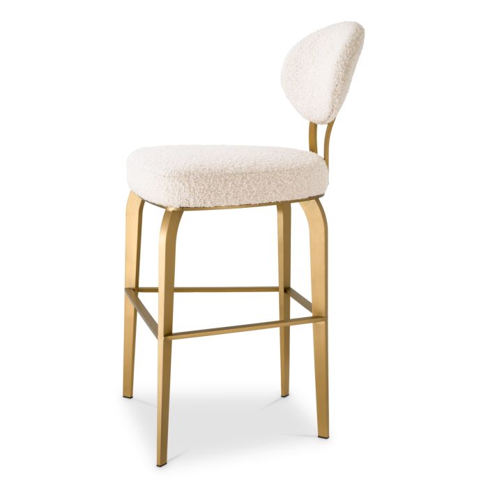 Chaise de comptoir dorée bouclé crème | Eichholtz Dorrego