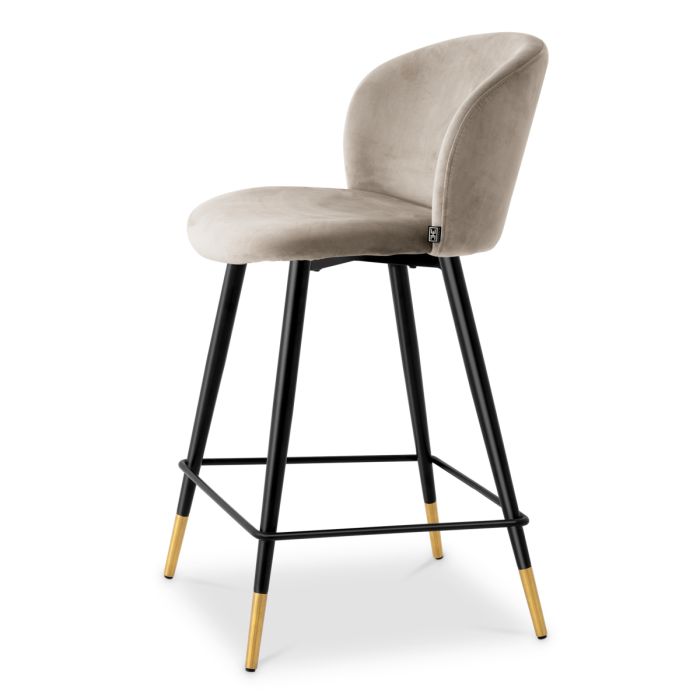 Chaise de comptoir en velours beige | Eichholtz Volante