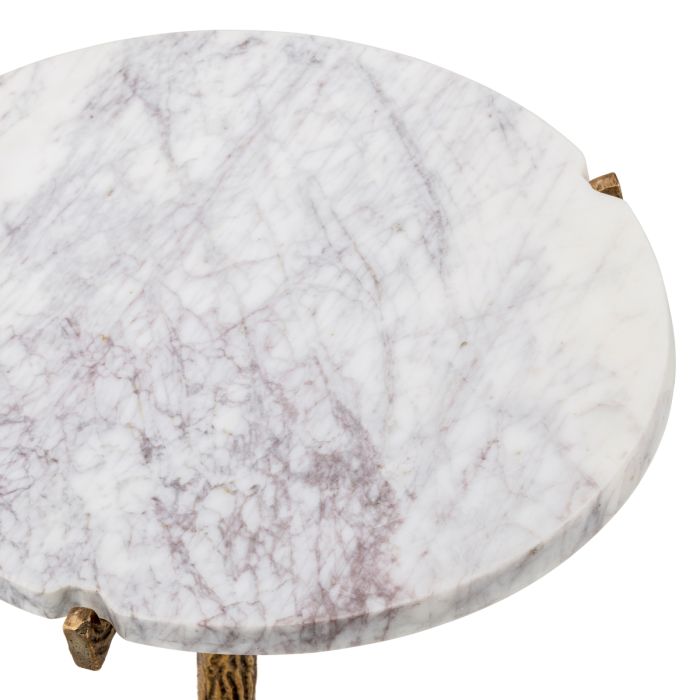Table d'appoint ovale dorée en marbre blanc | Eichholtz Cortina