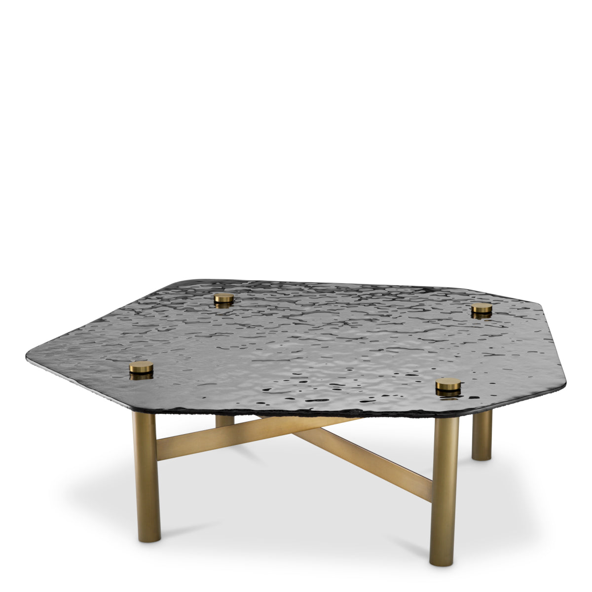 Table basse en laiton brossé et verre fumé coulé | Eichholtz Cortes - vue d'ambiance | REMO-HOME