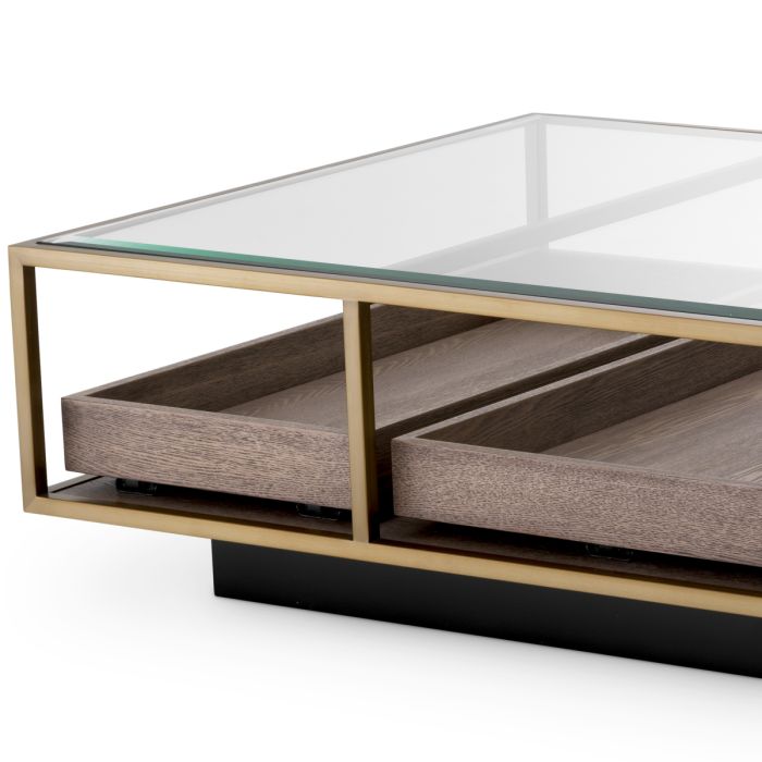 Table basse en verre et en bois marron | Eichholtz Roxton
