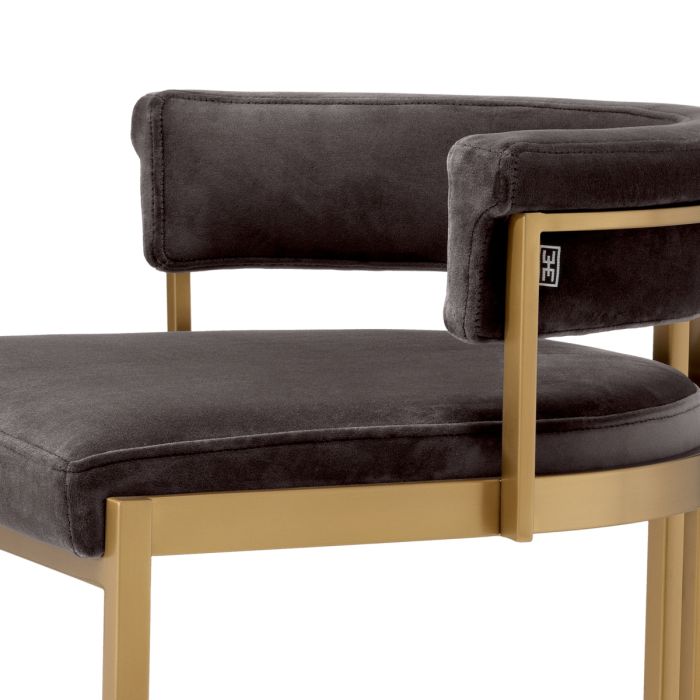 Chaise de bar dorée en velours marron | Eichholtz Dante