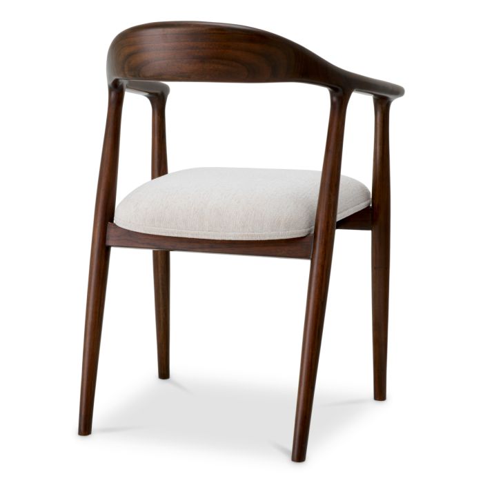 Chaise de salle à manger marron en tissu crème | Eichholtz Beale