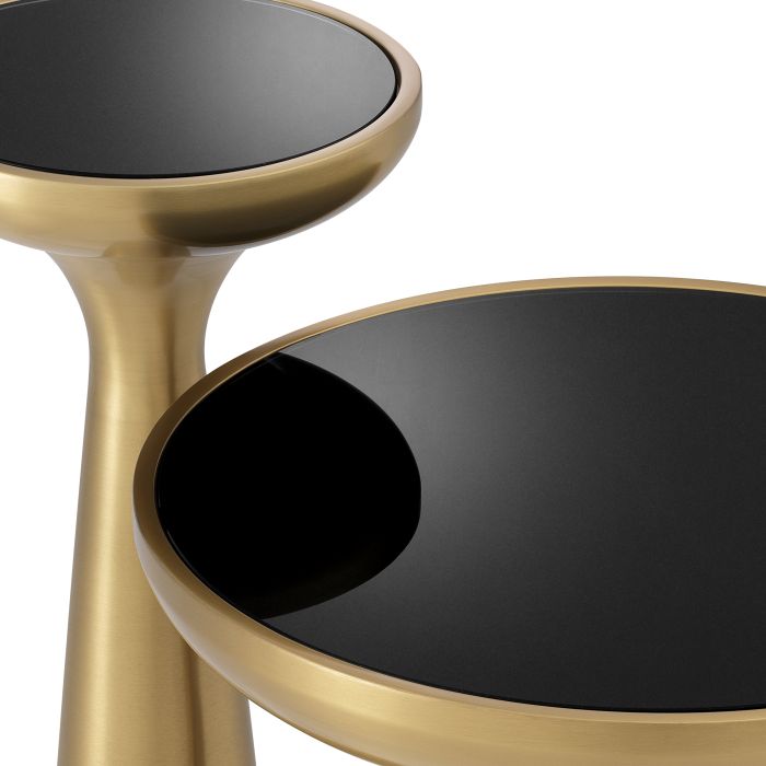 Table d'appoint en laiton brossé et verre noir | Eichholtz Lindos Low