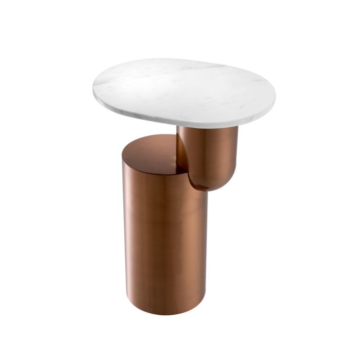 Table d'appoint cuivrée en marbre blanc | Eichholtz Tosca