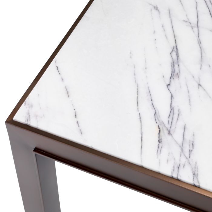 Table d'appoint cuivrée en marbre blanc | Eichholtz Tardieu
