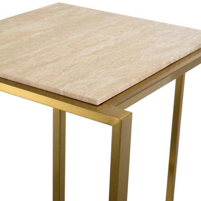 Table d'appoint en laiton brossé et travertin | Eichholtz Cocktail