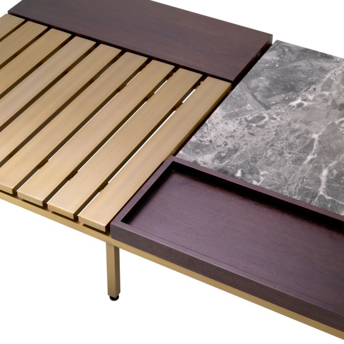Table basse en laiton brossé et marbre gris | Eichholtz Forma