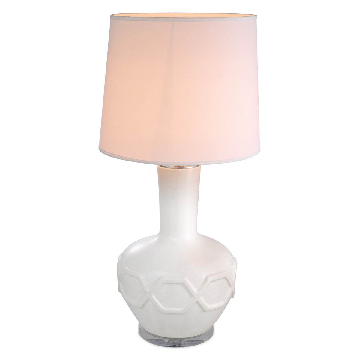 Lampe de table en céramique blanche craquelée avec abat-jour | Eichholtz Lambert - vue d'ambiance | REMO-HOME