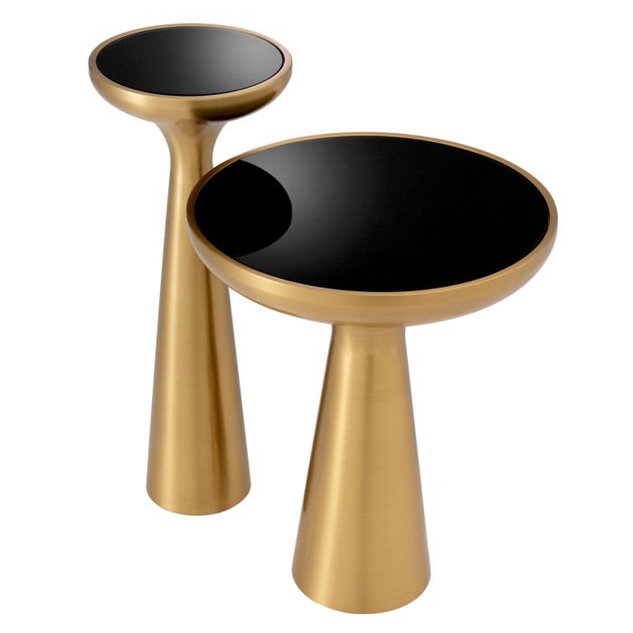 Table d'appoint en laiton brossé et verre noir | Eichholtz Lindos High