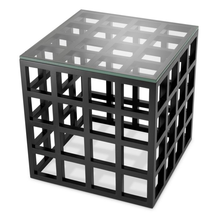 Table d'appoint noire en verre transparent | Eichholtz Cubico