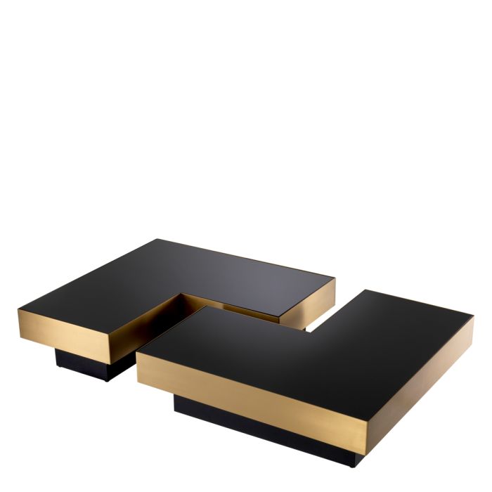 Table basse dorée en verre noir (lot de 4) | Eichholtz Nio