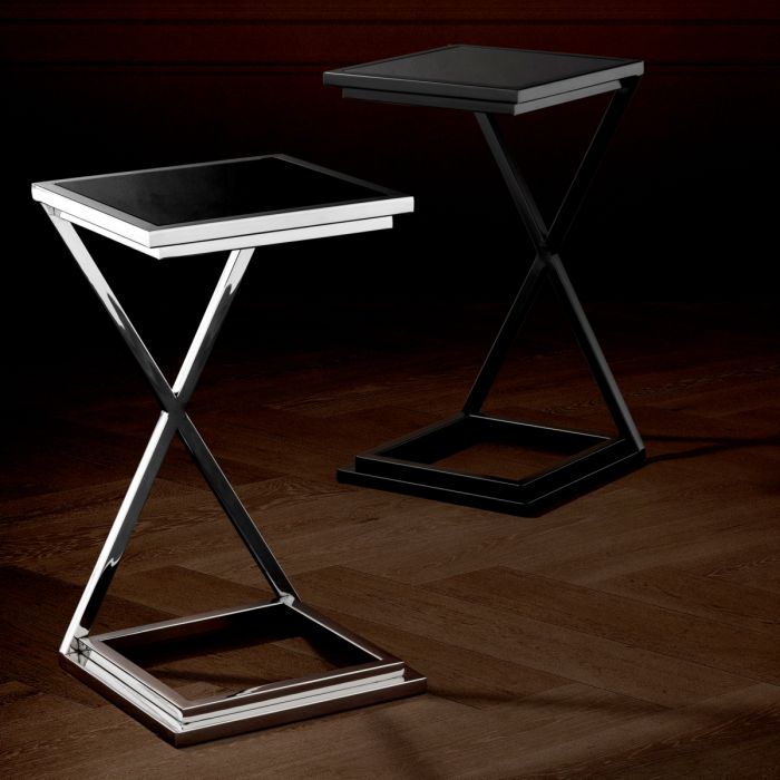 Table d'appoint en bronze et verre noir | Eichholtz Cross