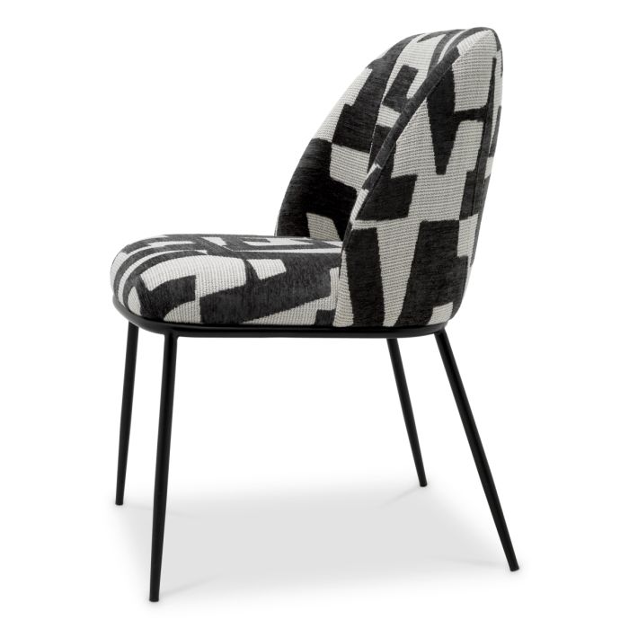 Chaise de salle à manger en tissu noir et blanc | Eichholtz Caleb