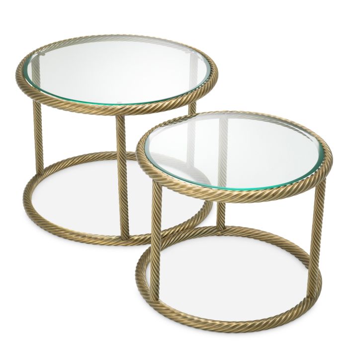 Table d'appoint dorée en verre transparent (lot de 2) | Eichholtz Addison