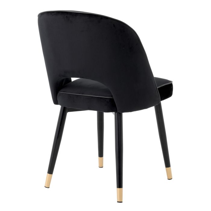 Chaise de salle à manger en velours noir (lot de 2) | Eichholtz Cliff