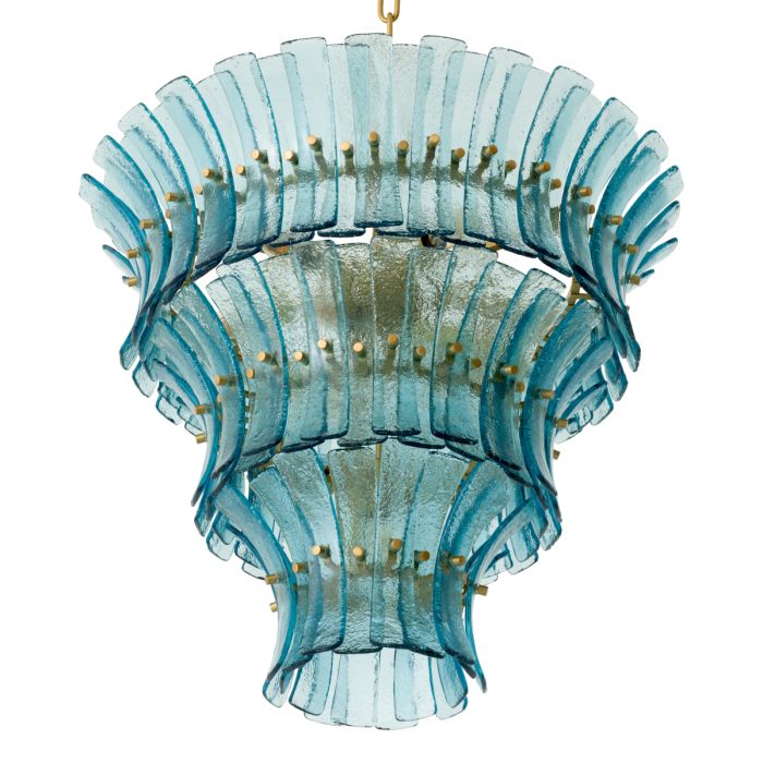 Lustre doré en verre bleu | Eichholtz Toscano