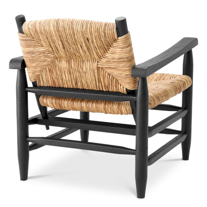 Fauteuil noir en jonc de mer | Eichholtz Elliott