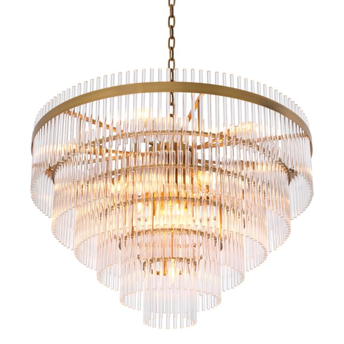 Lustre doré en verre transparent | Eichholtz East S