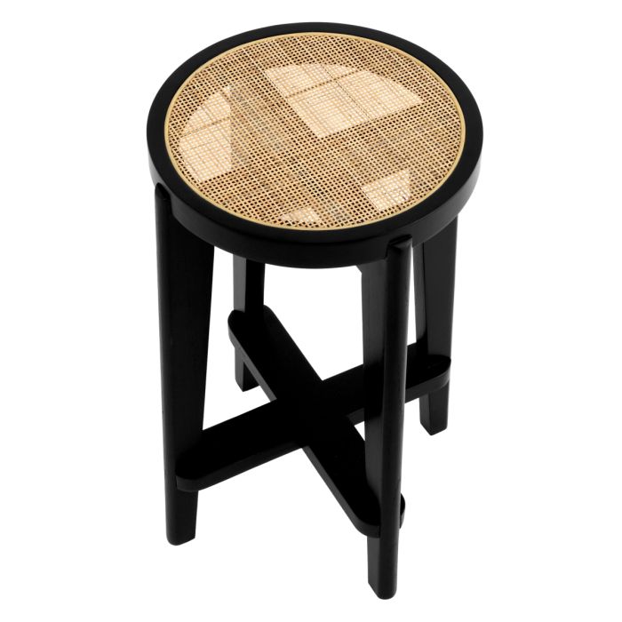 Tabouret de bar noir en rotin | Eichholtz Dareau L