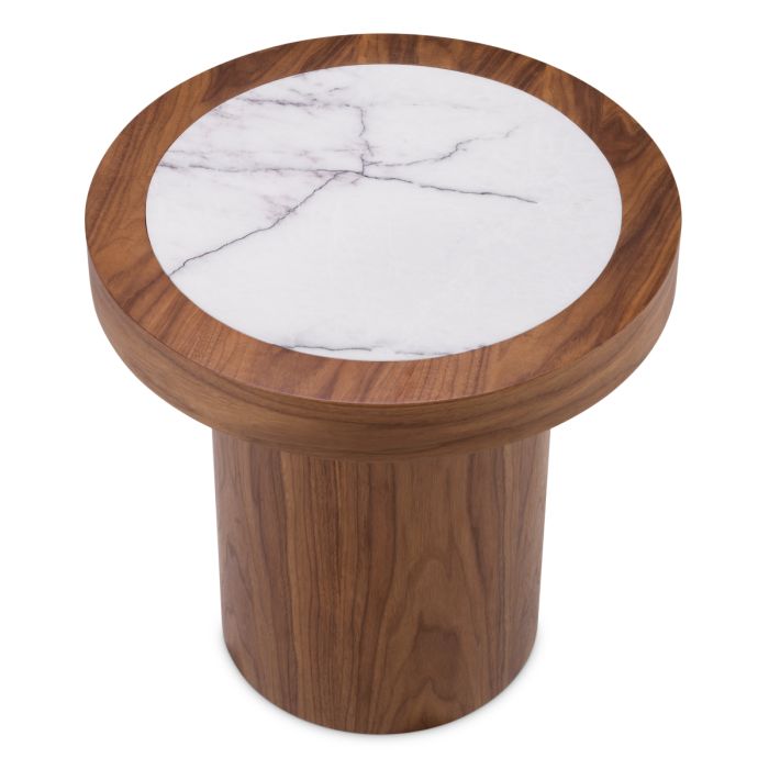 Table d'appoint en noyer et marbre blanc | Eichholtz Presedio