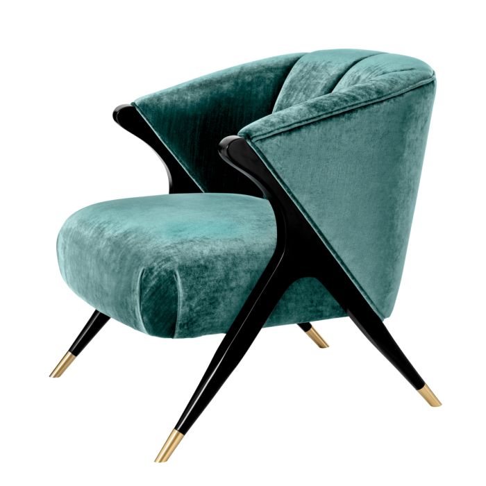 Fauteuil en tissu vert d'eau | Eichholtz Pavone