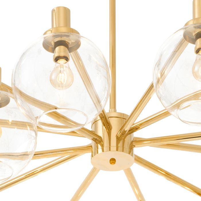 Lustre doré en verre transparent | Eichholtz Selva