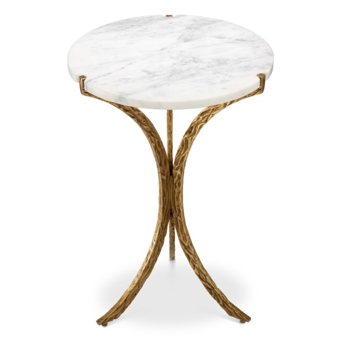Table d'appoint dorée en verre blanche | Eichholtz Emmeline