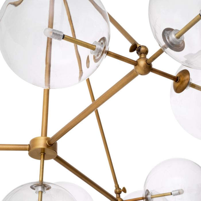Lustre doré en verre transparent | Eichholtz Bermude