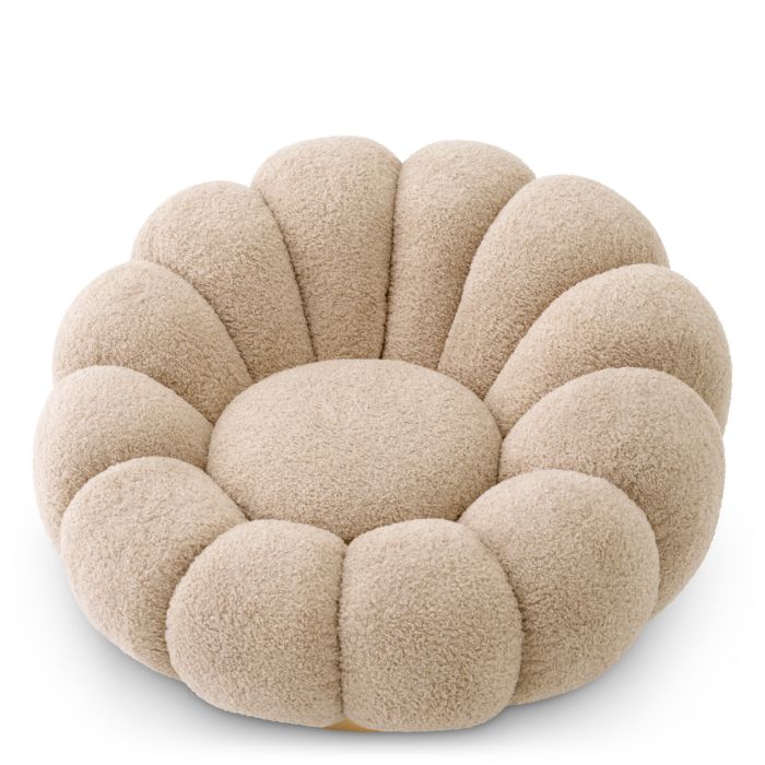 Fauteuil pivotant en tissu molletonné sable | Eichholtz Mello