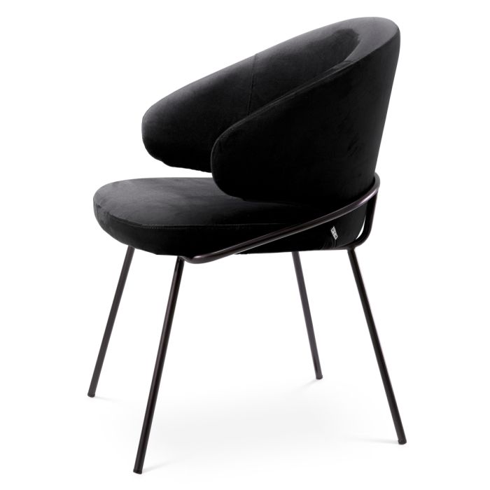 Chaise de salle à manger en veloirs noir | Eichholtz Kinley
