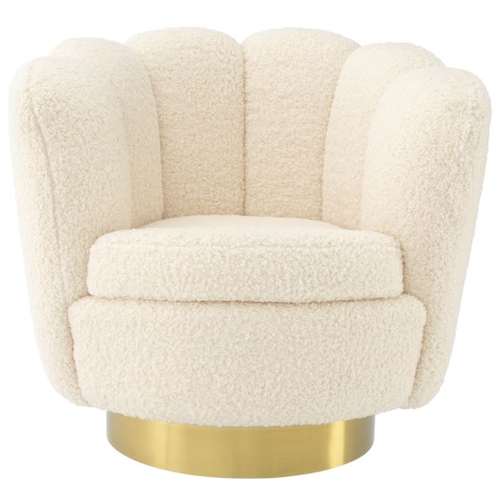 Fauteuil pivotant en tissu sherpa blanc | Eichholtz Mirage