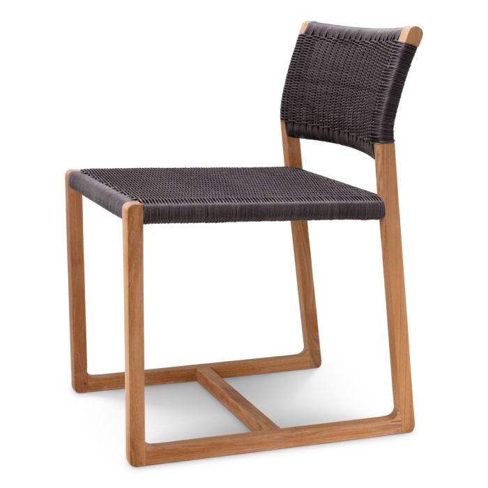 Chaise extérieure avec teck et cordage noir | Eichholtz Griffin