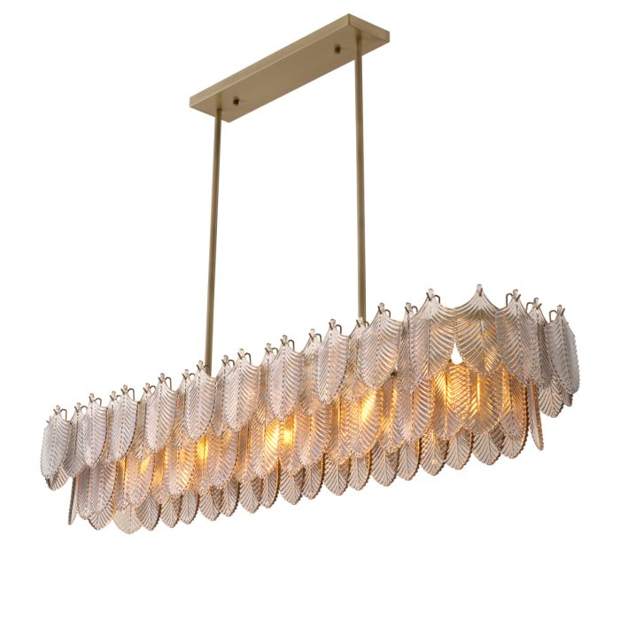 Lustre rectangulaire doré en verre fumé | Eichholtz Verbier