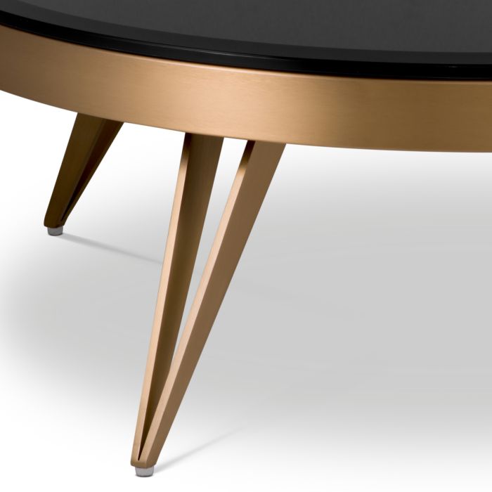 Table basse en laiton brossé et verre noir | Eichholtz Rocco