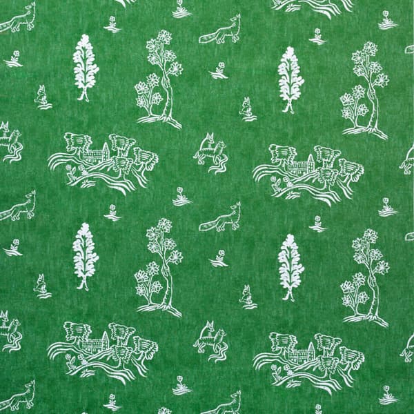 Tissu d'ameublement Friendly Folk Basil Outdoor Green | Andrew Martin - vue de détail | REMO-HOME