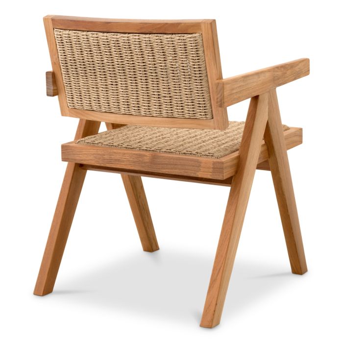 Chaise extérieure en teck et tissage marron | Eichholtz Kristo