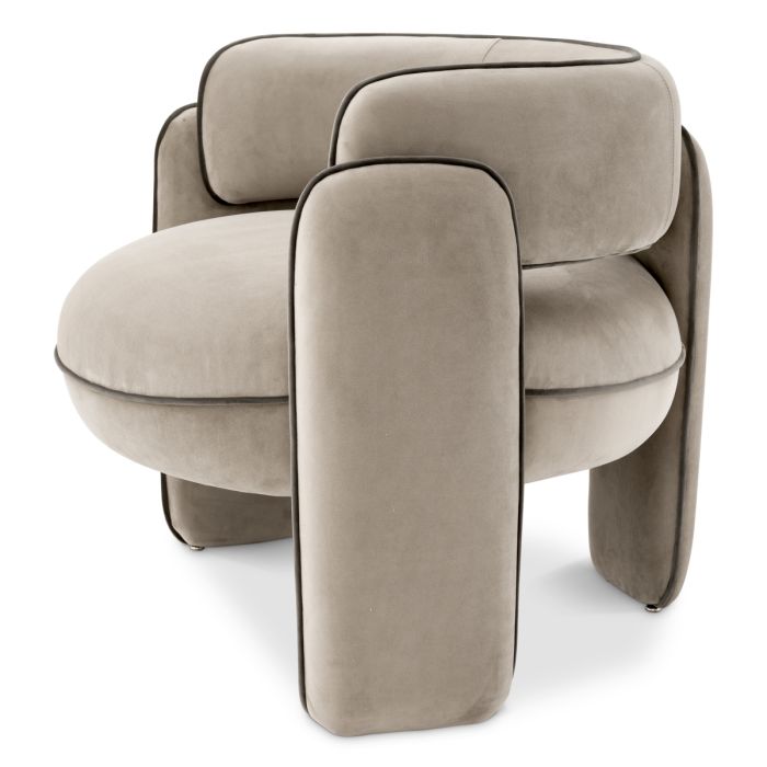 Fauteuil en velours greige | Eichholtz Chaplin