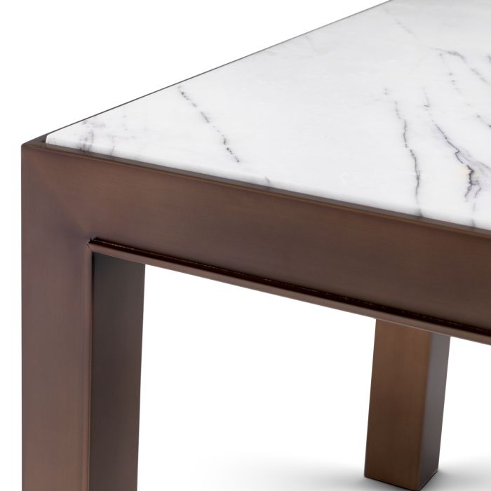 Table d'appoint cuivrée en marbre blanc | Eichholtz Tardieu